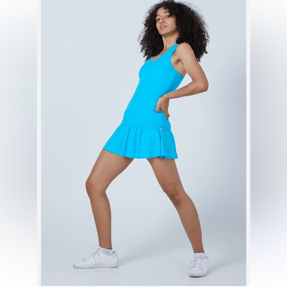 K-Swiss Smash it Tennis Dress Fuji Blue UV Protection Size USA Small Brand New